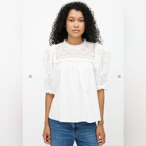 ULLA JOHNSON WHITE YVONNE BLOUSE SIZE 4